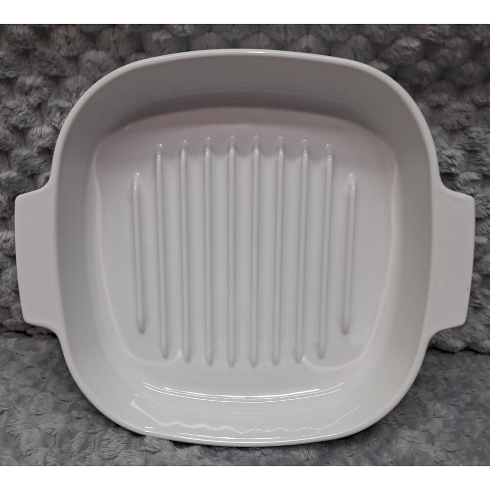 VTG Corning Ware 10” Cooker w/Built in Rack M-10-GR NOS White Skillet Pan Dish